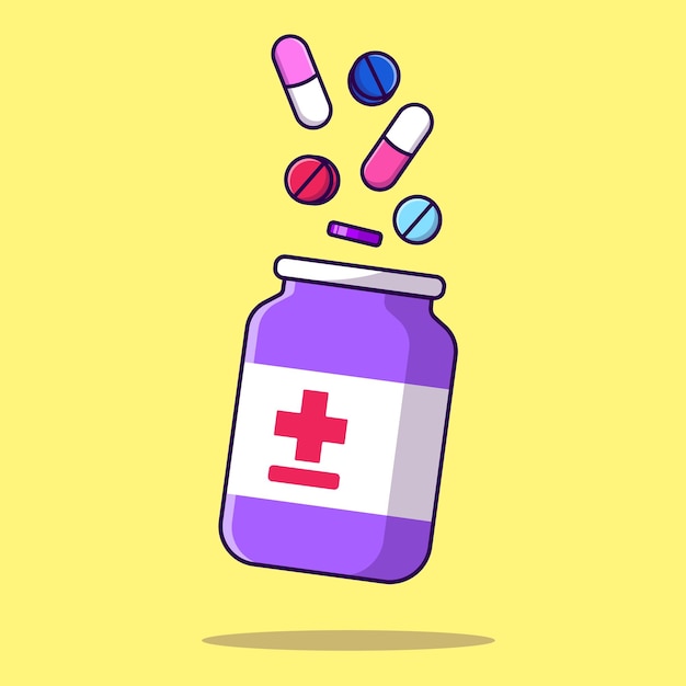 Medicine Jar Tablets And Pills Cartoon