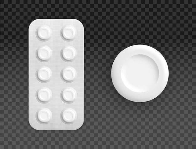 Pillole medicinali e confezioni di capsule, farmaci bianchi 3d e vitamine. set di tablet nella confezione. imballaggio di medicina 3d: antidolorifici, antibiotici, vitamine e compresse di aspirina.