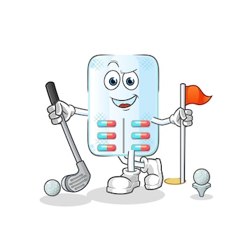 Premium Vector | Medicine playing golf vector. cartoon character