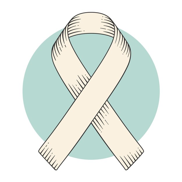 Medicine ribbon in engraving style. international symbol of aids, hiv, cancer, heart disease, stroke awareness