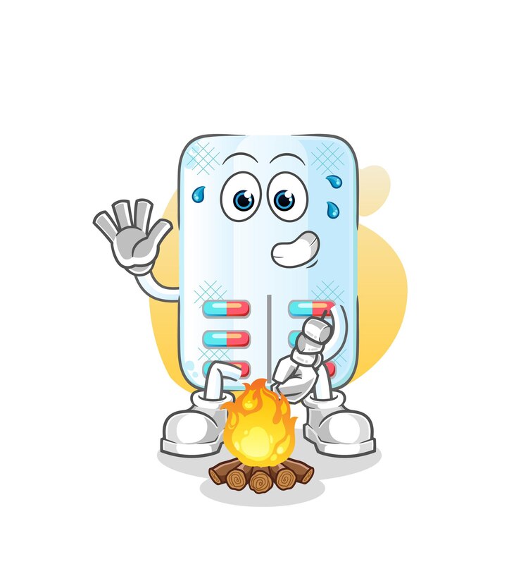 Vector medicine roasting marshmallows. cartoon mascot vector