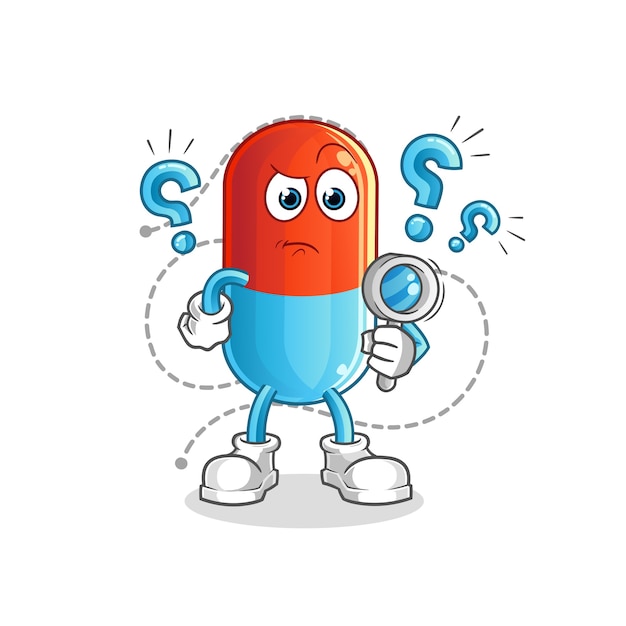 Medicine searching cartoon mascot