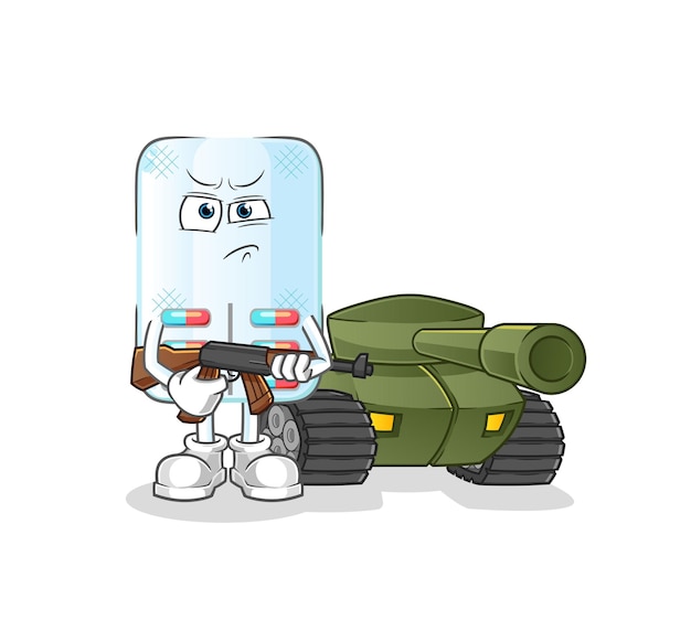 Medicine soldier with tank character. cartoon mascot vector