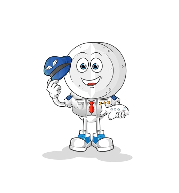 Medicine tablet head cartoon pilot mascot cartoon vector