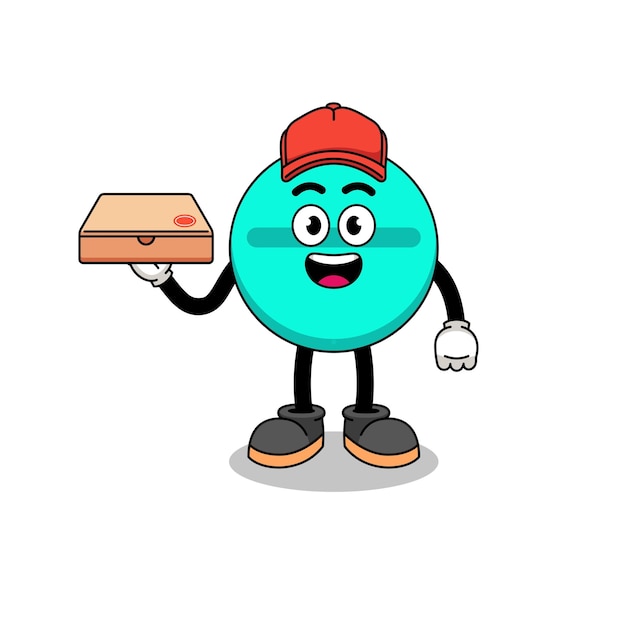 Medicine tablet illustration as a pizza deliveryman