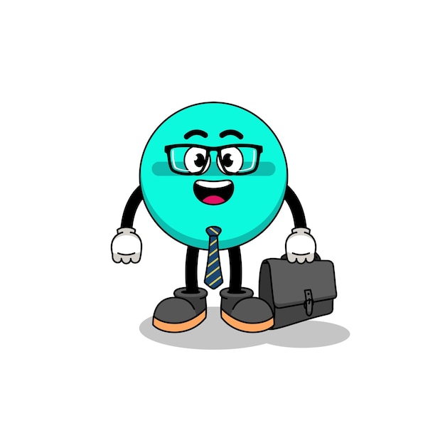 Medicine tablet mascot as a businessman