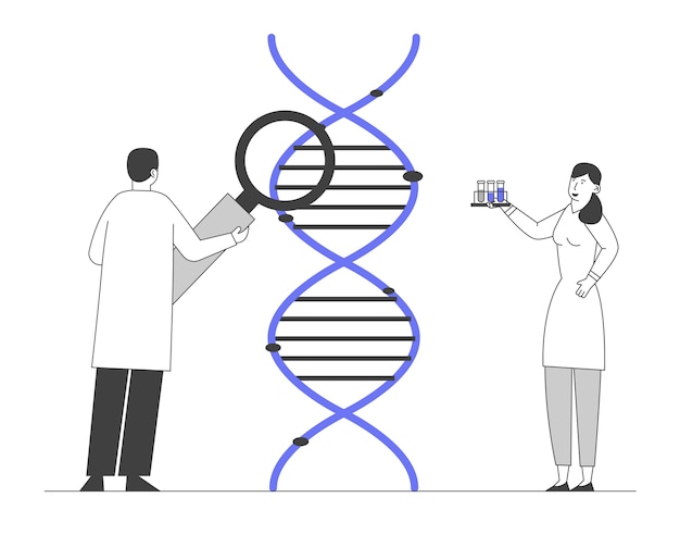의학 기술 유전 검사. 일하는 과학자