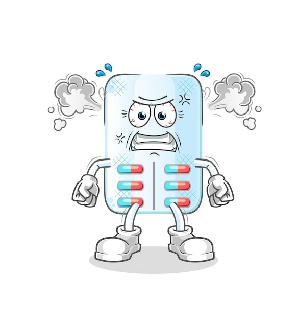 Medicine very angry mascot cartoon vector