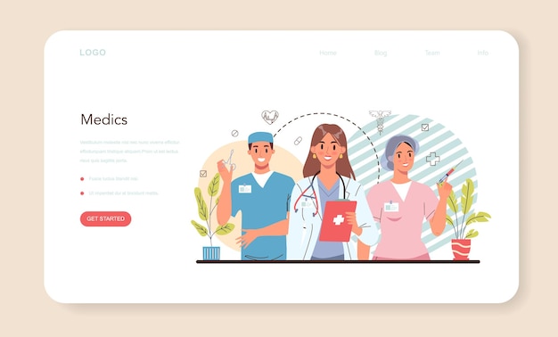 ベクトル 医学のウェブバナーまたはランディングページ。フラットベクトルイラスト