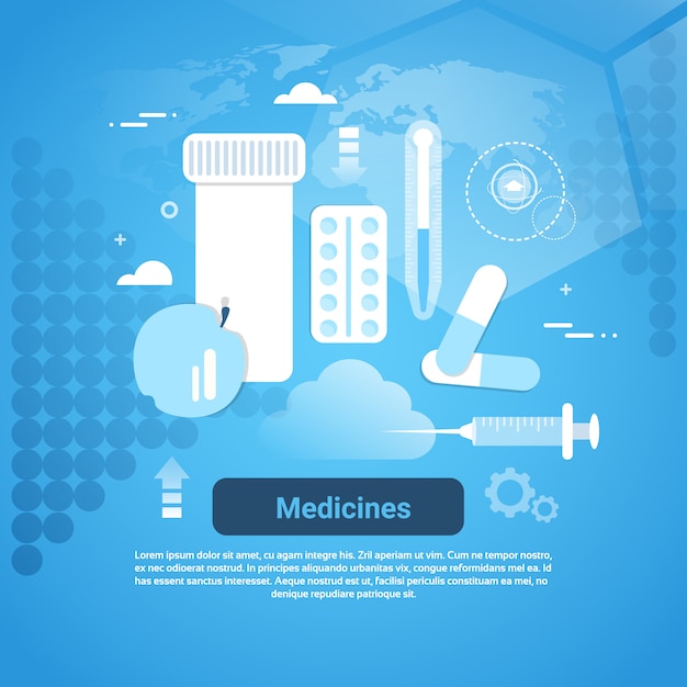 Medicines clinic and medical treatment concept web banner