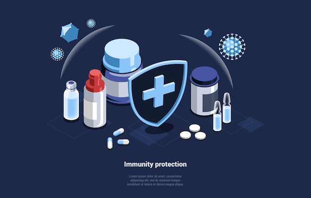 Vector medicines for immunity protection illustration