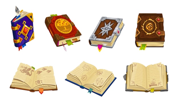 medieval book game asset icons magic spellbooks
