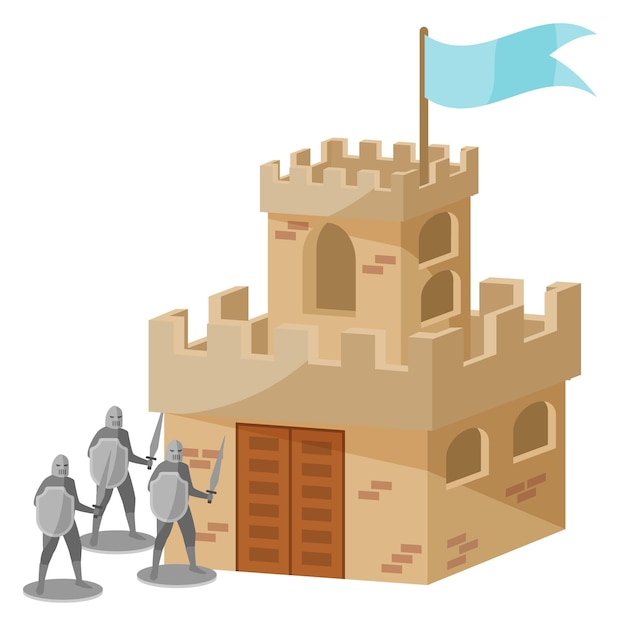 Средневековый замок и рыцари детские игры игрушки мультфильм значок