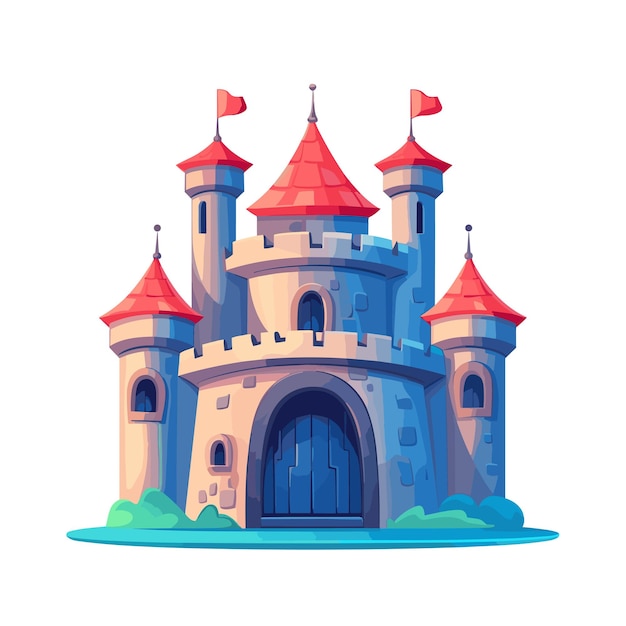 Medieval castle cartoon fairytale castle hand drawn design