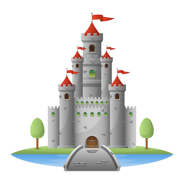 Medieval castle   illustration  on white background