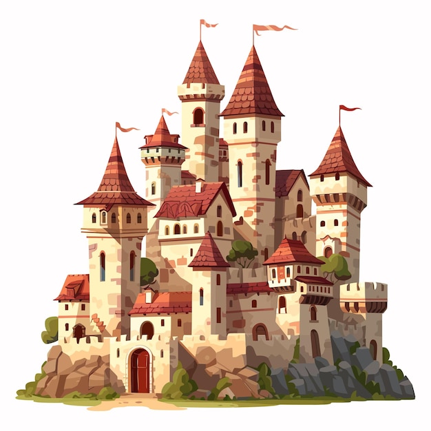 Medieval_castle_with_Hight_tower_and_Wall_vector