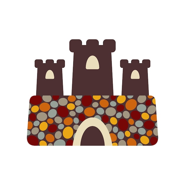 Medieval castle with towers. Cartoon castle flat style vector illustration.