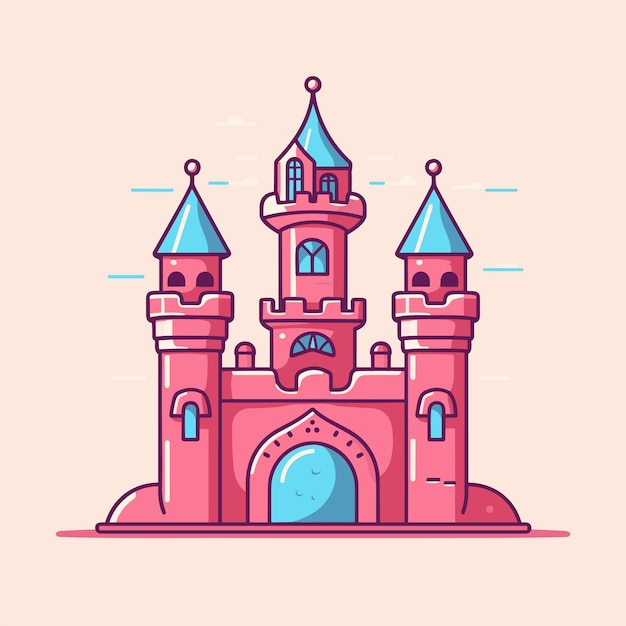 Medieval fairytale castle cartoon illustration design