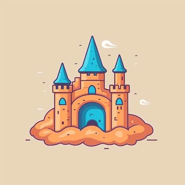 Medieval fairytale castle cartoon illustration design