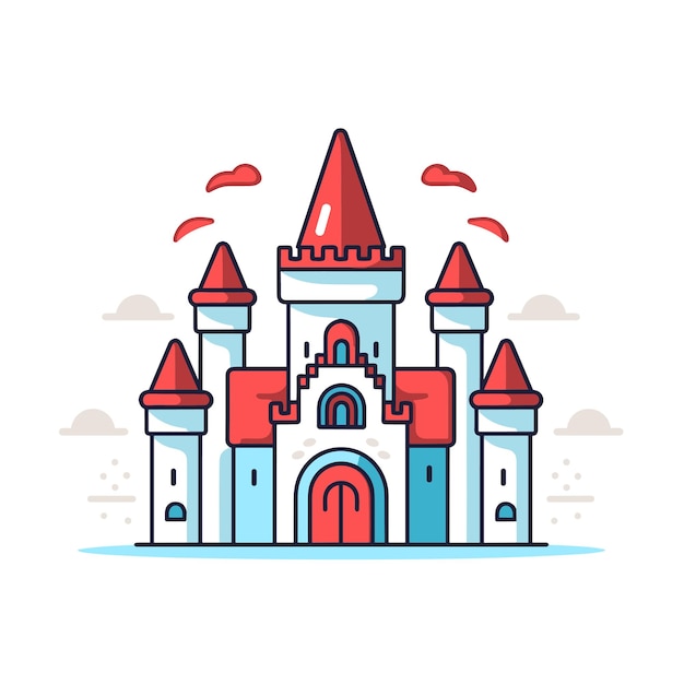 Medieval fairytale castle cartoon illustration design