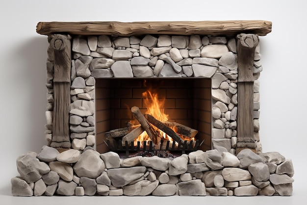 Vector medieval fireplace 3d illustration on white background