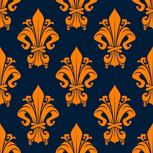 Vector medieval floral seamless pattern with fleurdelis