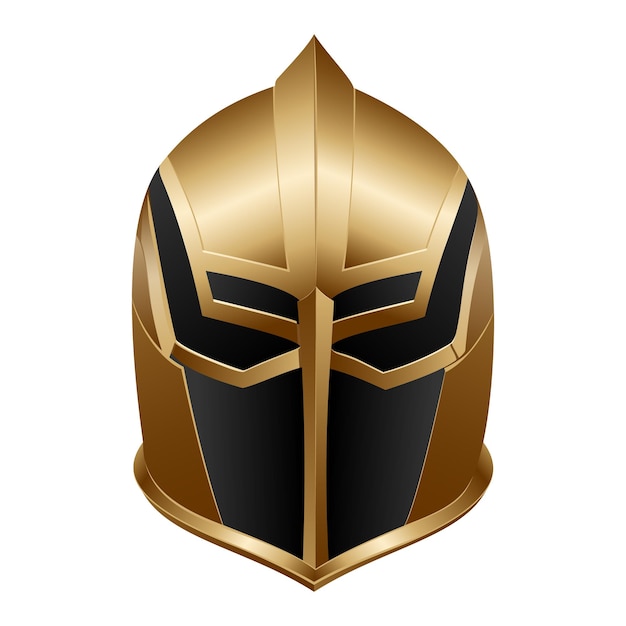 Vector medieval golden knight helmet - metallic helmet