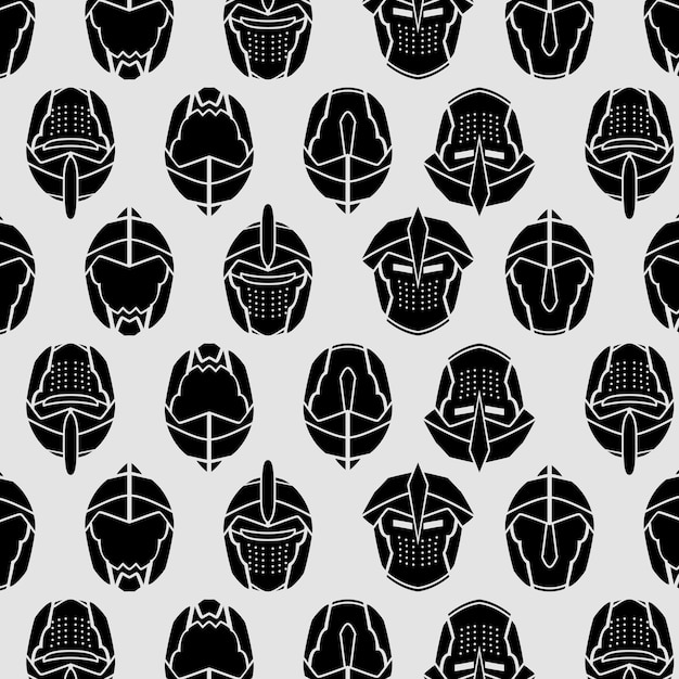 Medieval helmet icons pattern background vector illustration