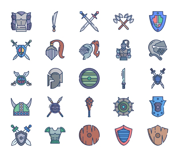 Vector medieval icon set