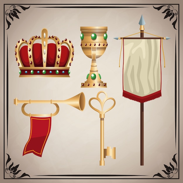 Vector medieval icons set