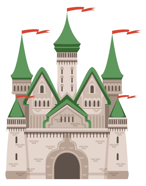 Vector medieval kingdom architecture royal castle cartoon towers