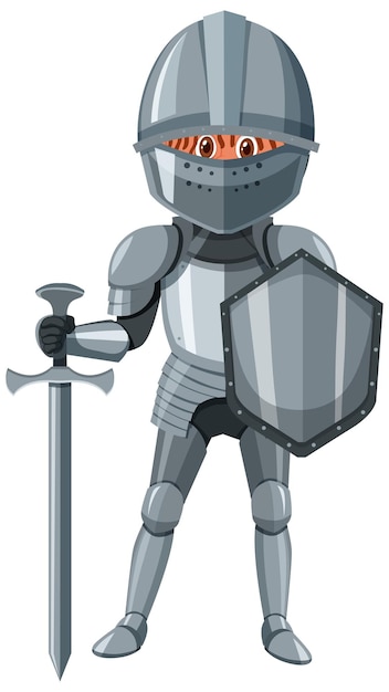 分離された鎧の衣装を着た中世の騎士