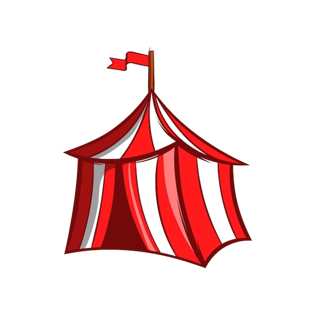 Medieval knight tent icon in cartoon style on a white background