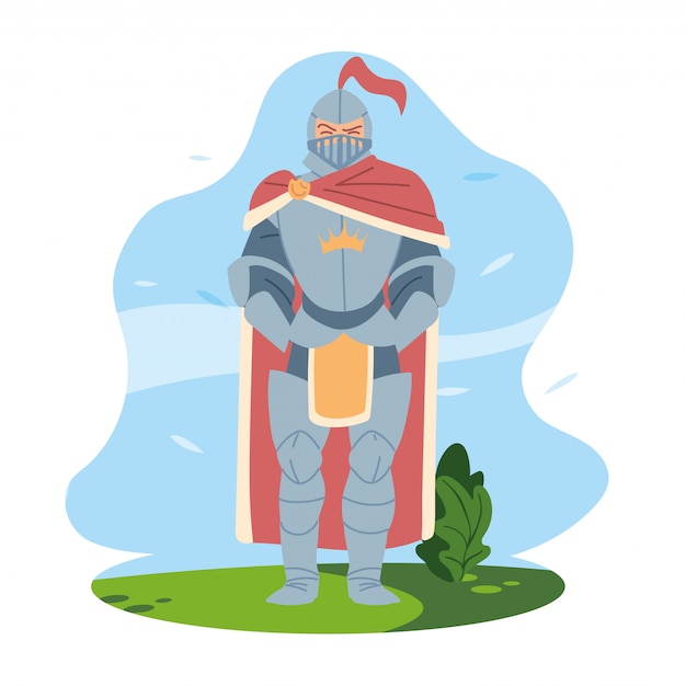 Cavaliere medievale con armatura del regno e fiaba
