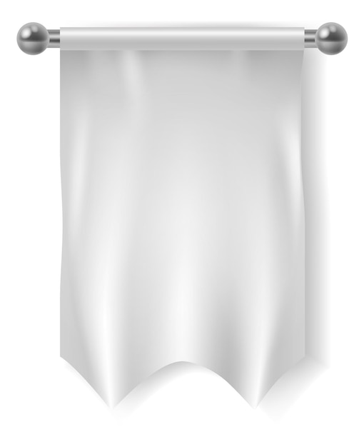 Vector medieval pennant blank mockup realistic white cloth