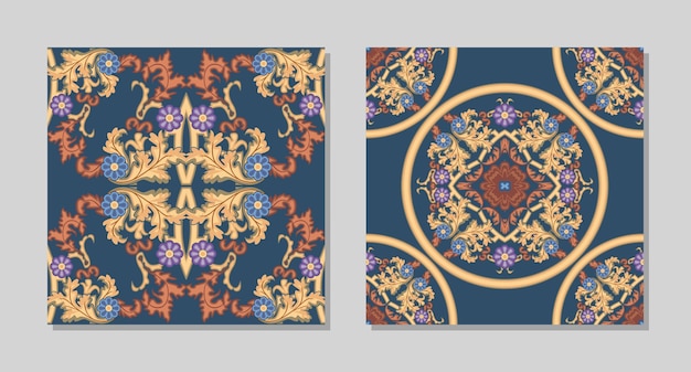 Medieval retro and vintage floral batik motif for certificate brochure template