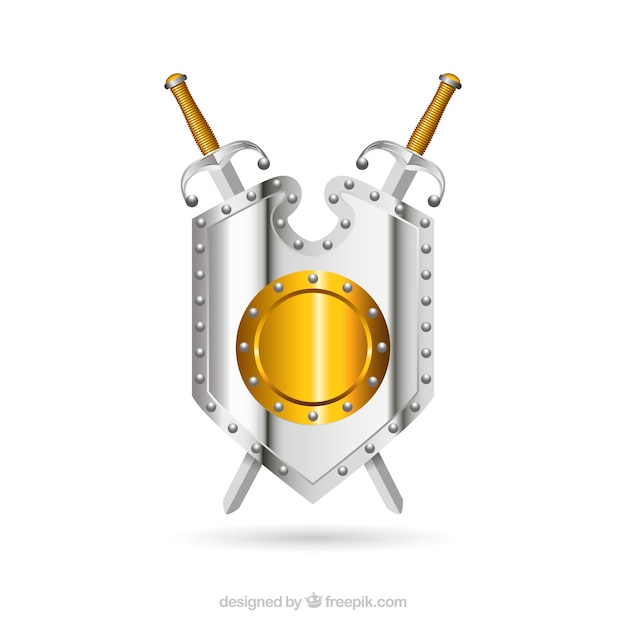 Vector medieval shield with swords