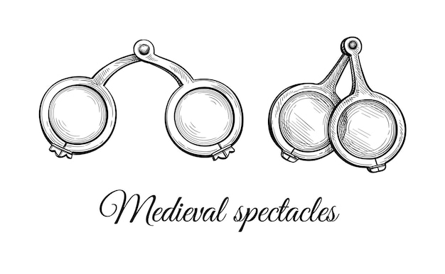 Vector medieval spectacles ink sketch