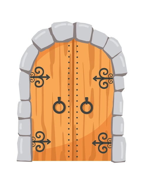 Medieval swing doors with arch