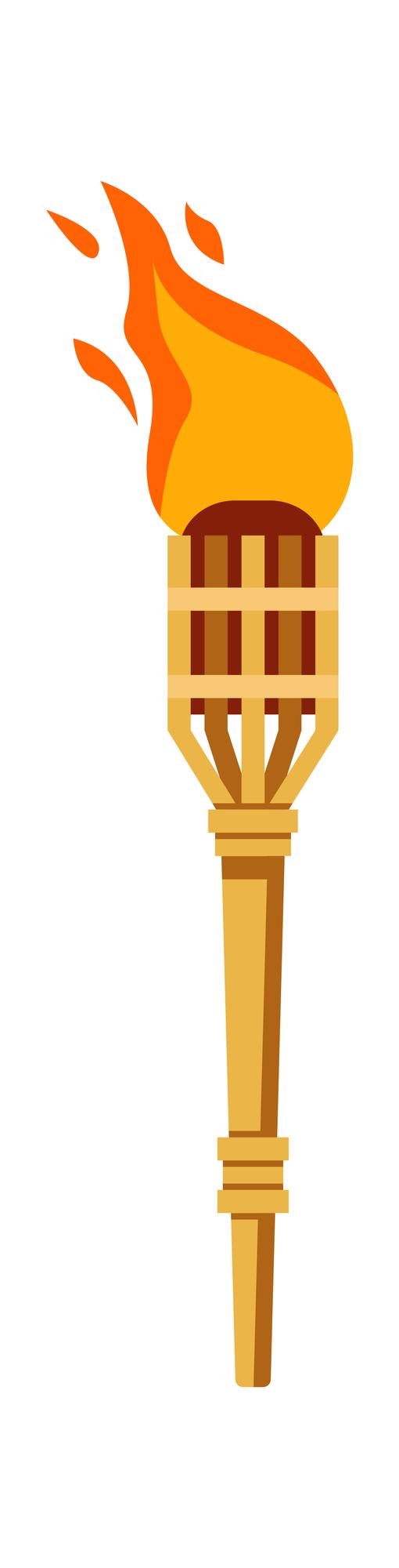 Vector medieval torch with fire flame vector illustration