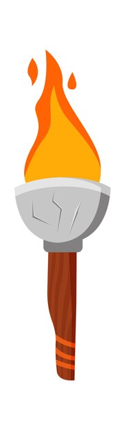 Medieval torch with fire flame vector illustration