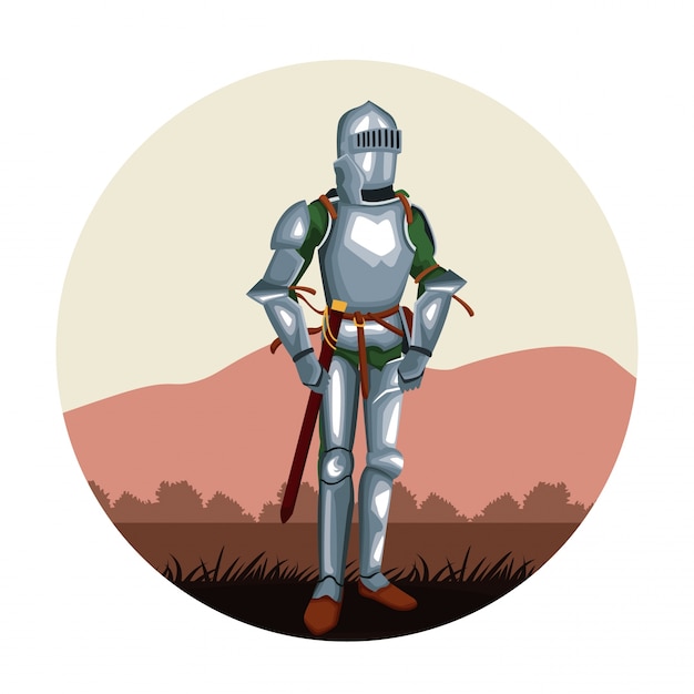 Medieval warrior round icon