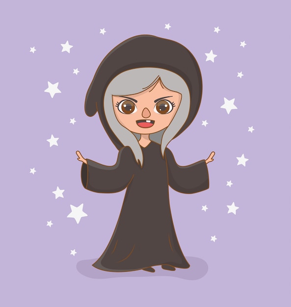 Vector medieval witch of fairytale design