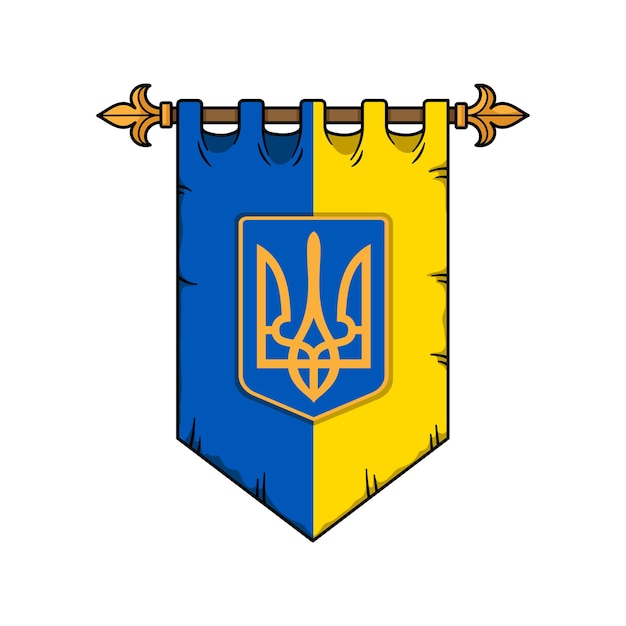 Medievel flag of ukraine with symbol