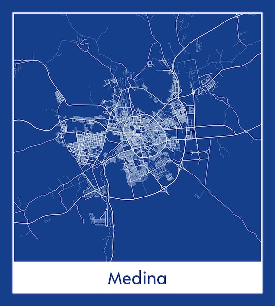 Medina Saoedi-Arabië Azië Stadskaart blauwdruk vectorillustratie