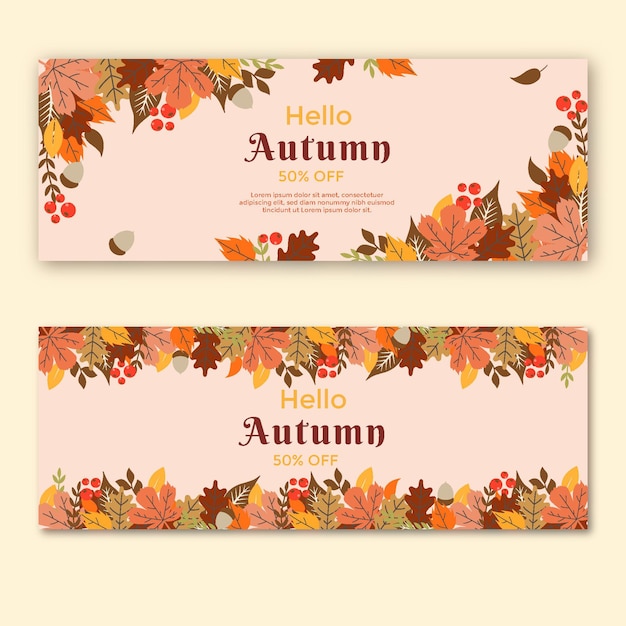 Vector medio herfst horizontale geplaatste banners