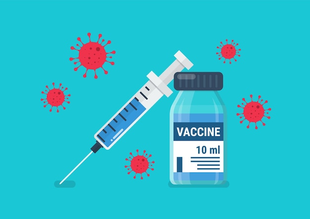 Medisch ampulvaccin en spuit bestrijden het coronavirus. covid-19 coronavirus-concept.