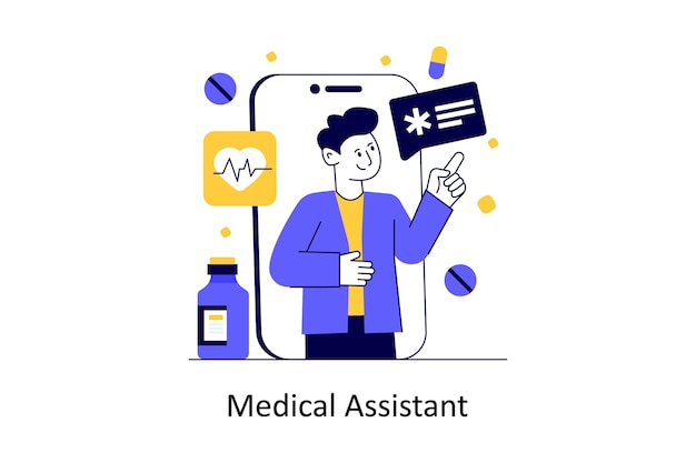 Medisch assistent vlakke stijl ontwerp vectorillustratie stock illustratie