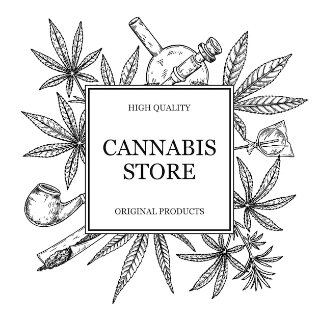 Medisch cannabis frame Marihuana plant ontwerp voor logo sjabloon verpakking