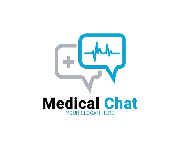 Medisch chat-logo medisch communicatie-logo online medisch consult logo sjabloon